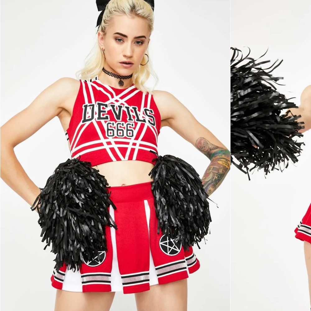 DollsKill Devil Cheerleader Costume Top and Skirt XS